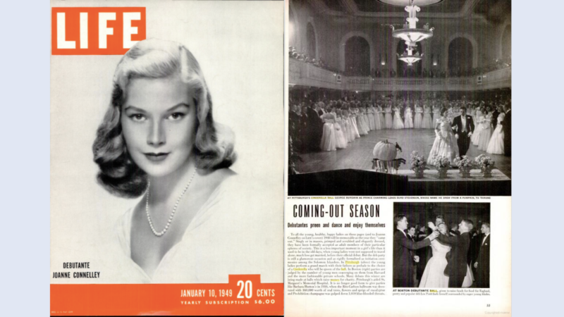 A magazine page with two pictures of grace kelly.